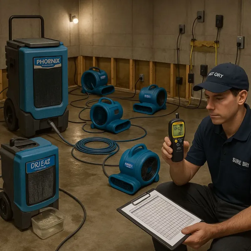 Structural Drying and Dehumidification process in East Hemet, CA